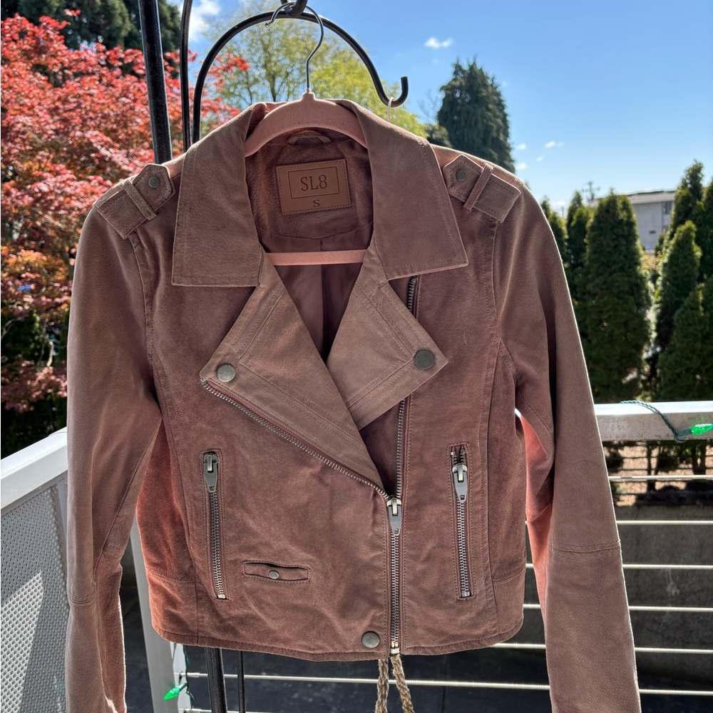 SOLD Pink Leather Moto Jacket